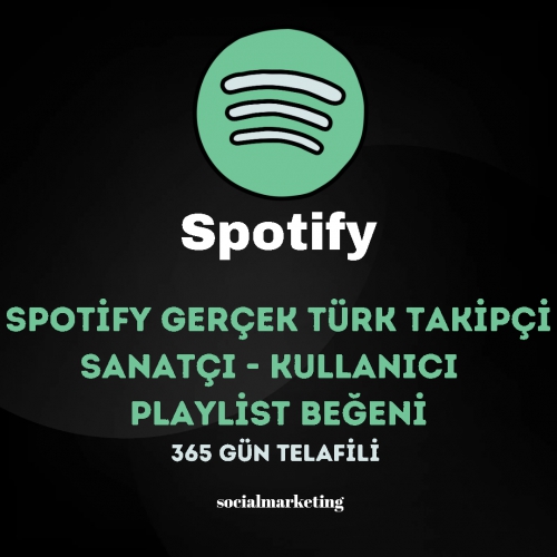  Spotify Gerçek Türk Takipçi  Sanatçı - Kullanıcı - Playlist Beğeni  Max 1M  365 Gün Telafili