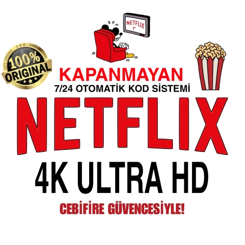  KİŞİYE ÖZEL OTOMATİK KOD 1 AYLIK Netflix 4K UHD!