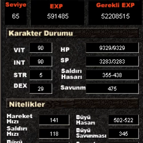  SERVERDA TEK 65 LEVEL KARABÜYÜ VS\LİK