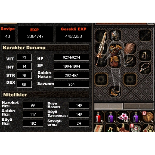  İTEMLİ 42 LEVEL ZIRHLI ATLI BEDENSEL 38 LEVEL EVLİ ŞAMANIYLA