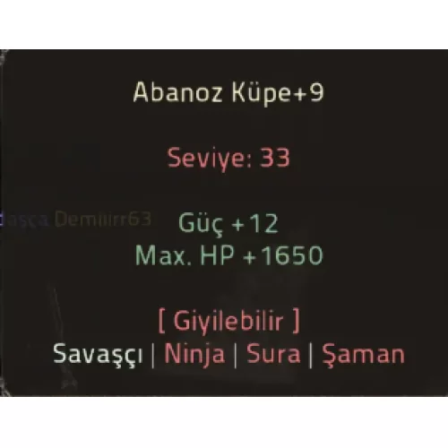 +6 Abanoz Küpe 20 Eşya 6 Hareket Hızı