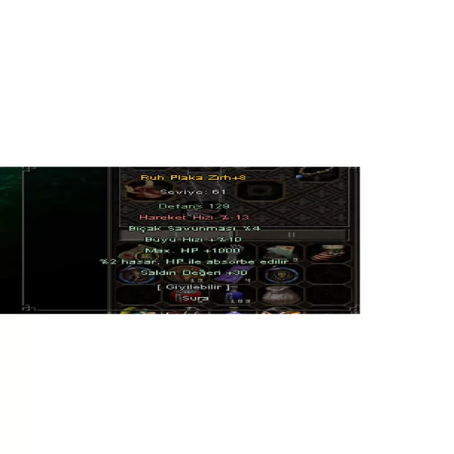  +8 RUH PLAKA ZIRH 61 SURA 1000 HP 30 STR 2 HP ABSORBE 5 EFSUN