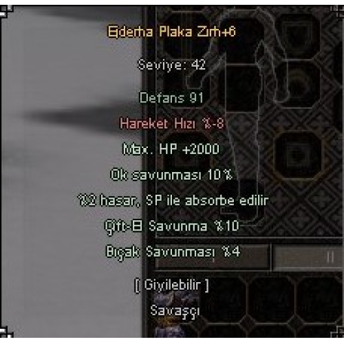  +6 ELİT EJDER PLAKA ZIRH