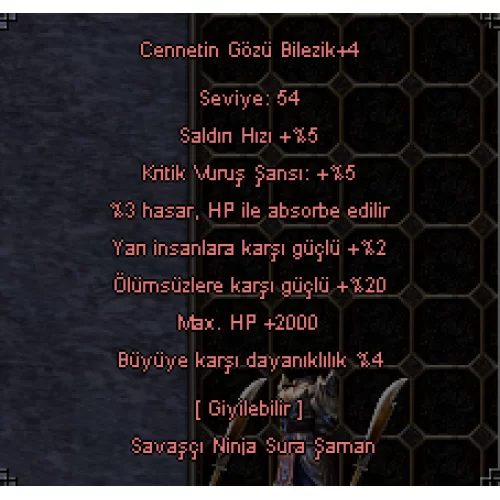  +4 Cenet Bilezik 20 ölümsüz 2k hp