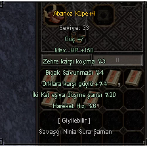 20 eşyalı 5 efsun +4 abanoz