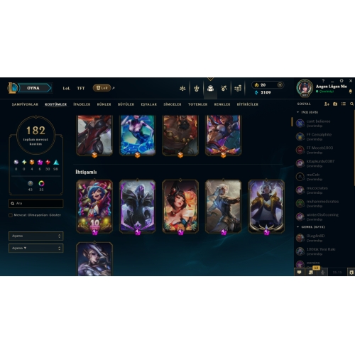  LoL Koleksiyonluk Hesap 301 LVL