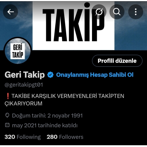  Twitter hesabı orjinal 280 takipçi
