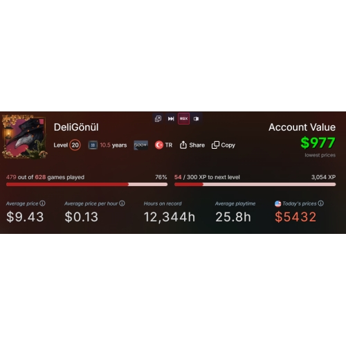  10 YILLIK 5432$DEĞERİNDE 574 OYUNLU STEAM HESAB