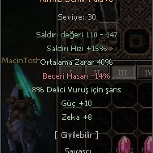  40 Ortalama +9 KDP +10 GÜÇ +8 DELİCİ +8 ZEKA- iNDİRİM