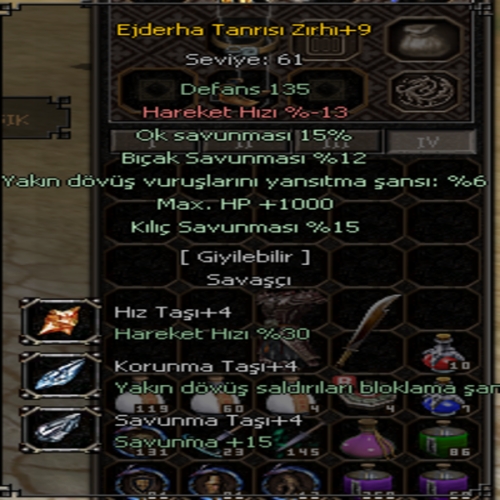  +9 EJDERHA TANRISI ZIRHI FULL EFSUN