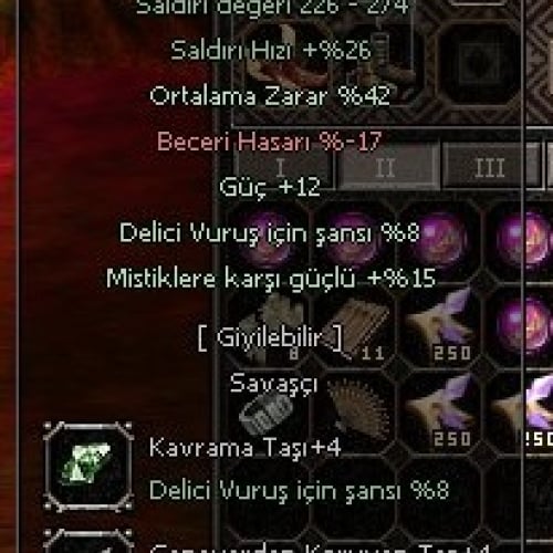  +9 KIN KILICI 42 ORT 12 GUÇ 8 DELICI