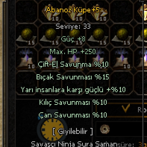  +5 ABANOZ KÜPE ELİT YARI 10 55