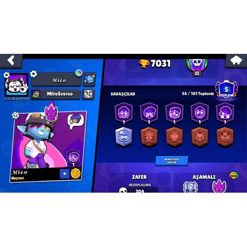  ⭐ 7.000 KUPALI 5 PRESTİJLİ BRAWL STARS HESAP ⭐