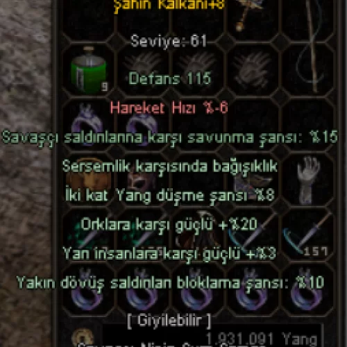 +8 ŞAHİN KALKANI ELİT WS LİK