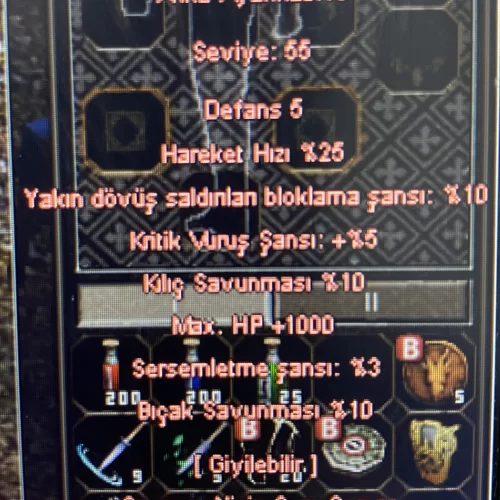  +9 Anka Ayakkabı 10 kılıç 10 bıçak 1000 Hp