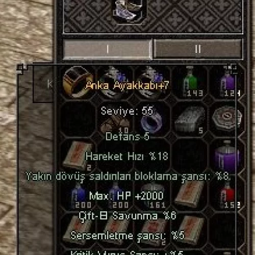 +7 anka 2k hp 5 kritik 5 sersem 6 çift el 6 bıçak