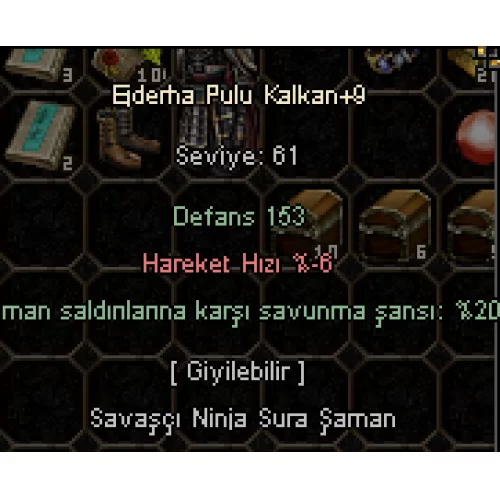  +9 Ejderha Pulu Kalkan şaman kalkanı
