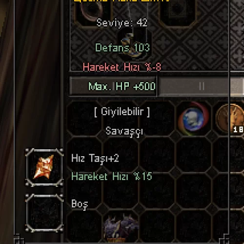  +8 EJDERHA PLAKA ZIRH 500 HP VE +2 HIZ TAŞI MEVCUTTUR SADECE