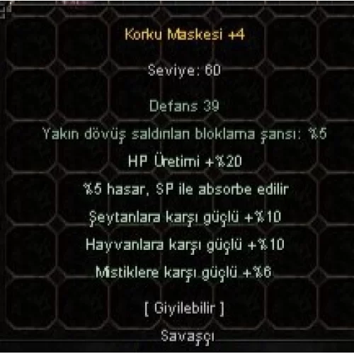  +4 KORKU MASKESI