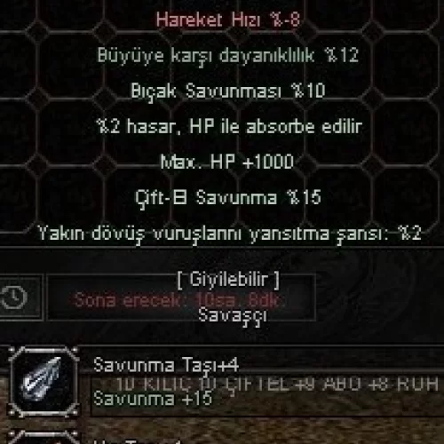  +7 SİYAH ÇELİK ZIRH