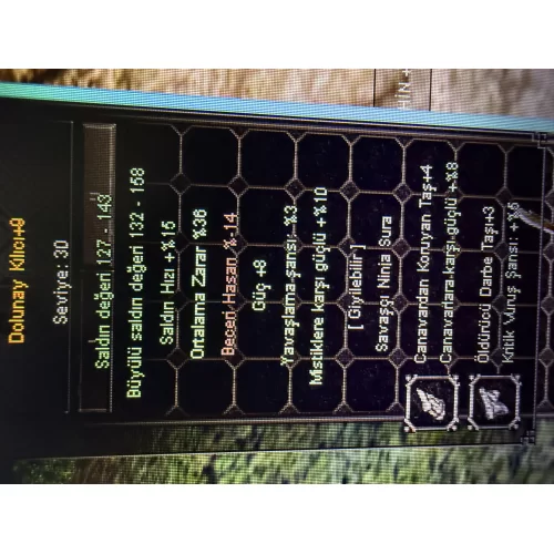  +9 dolunay 36 ort 8 güç +4 canavar +3 darbe