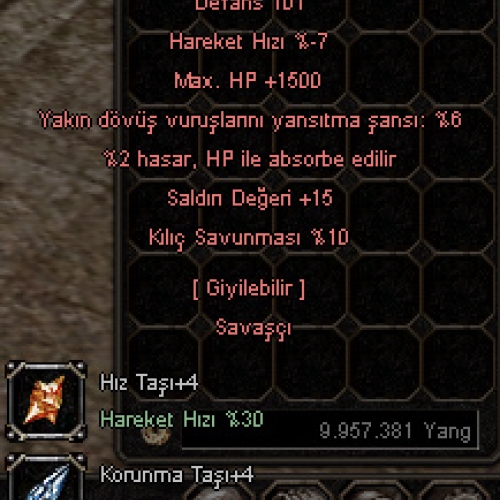  +9 ÖLÜMCÜL PLAKA ZIRH +4 TAŞLI