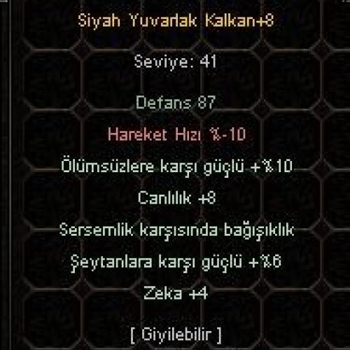  +8 Siyah Yuvarlak Kalkan