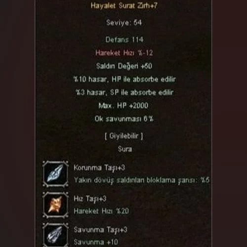  +7 54 lwl Sura ELİT Zırh