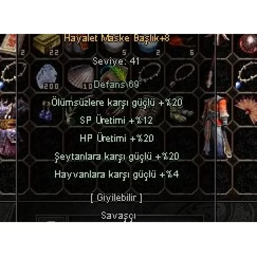  ELİT +8 HAYALET MASKE BAŞLIK 20 ŞEYTAN 20 ÖLÜMSÜZ
