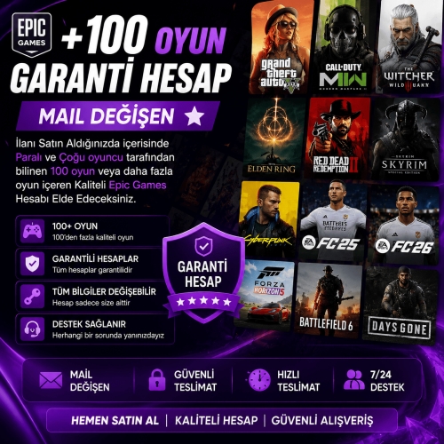 ✨EPİC GAMES MAİL DEĞİŞEN +100 OYUNLU HESAP✨