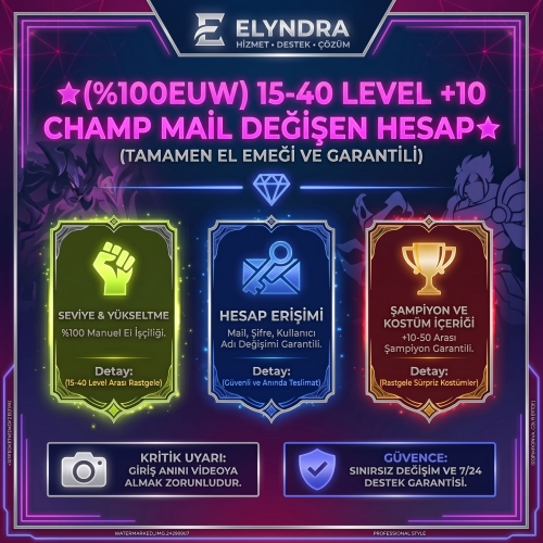  100 EUW  MANUEL KASILMIŞ 15-40 LEVEL +10 ŞAMPİYON