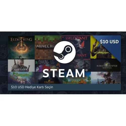STEAM USD BAKİYE  OYUN  HEDİYE KARTI SATIŞI İNDİRİMLİ 10$