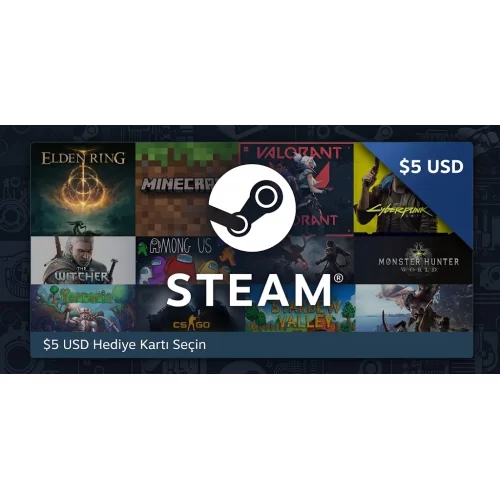 STEAM USD BAKİYE  OYUN  HEDİYE KARTI SATIŞI İNDİRİMLİ 5$