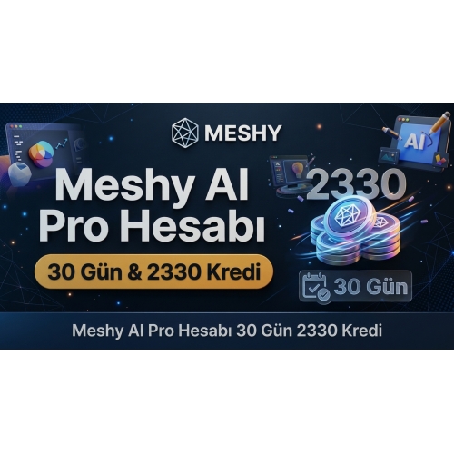 Meshy AI Pro Hesabı 30 Gün 2330 Kredi