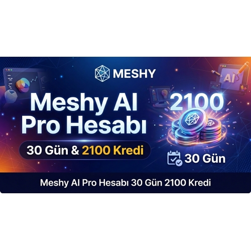 Meshy AI Pro Hesabı 30 Gün 2100 Kredi