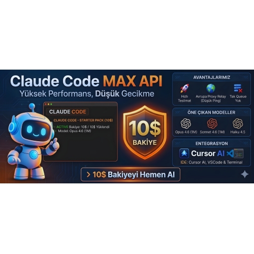  Claude Code MAX API  10$ Bakiye