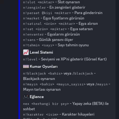  Nexora V2  Discord Müzik, Ekonomi, Yapay Zeka Botu
