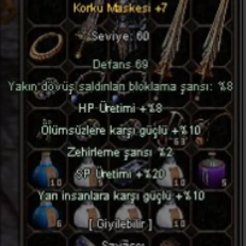 Korku maskesi+8 Korku+6 Deri çizme