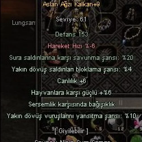 +9 aslan agzı kalkan