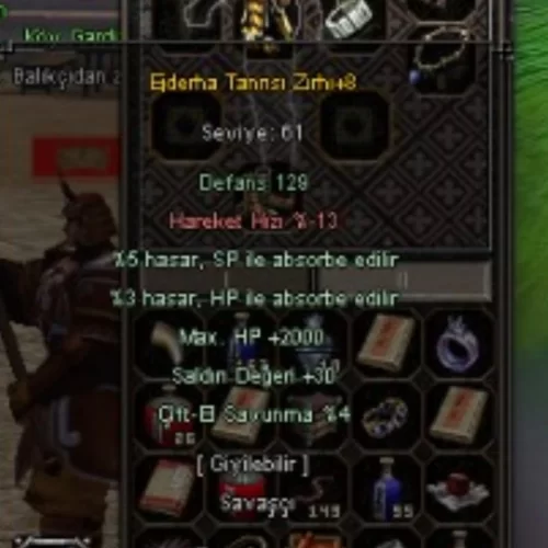  +8 2 k hpli 30 saldirili ejderha tanrısı zırhı