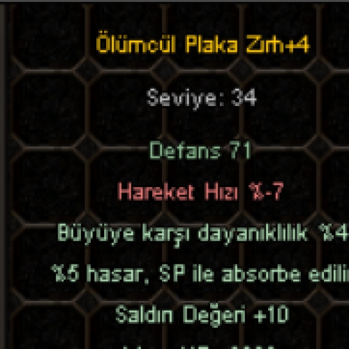 +4 ÖLÜMCÜL PLAKA ZIRH 5 EFSUN
