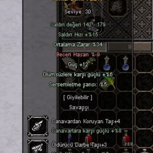 +9 Kdp 34 Ort 12 güç 6 ölümsüz 6 sersem +4canavar +3 öldürücü