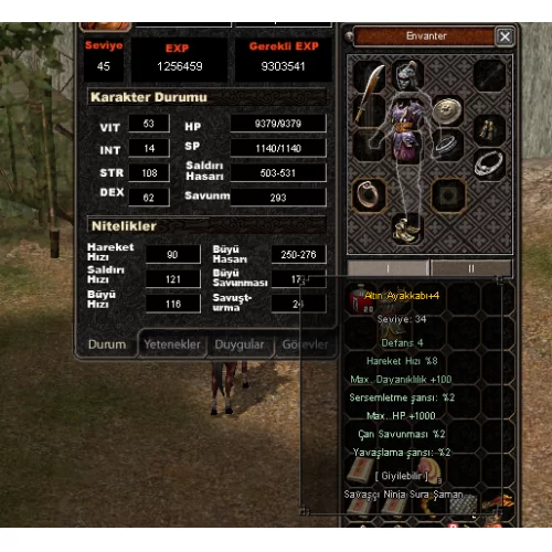  45 SEVİYE BEDENSEL FULL DOLU ATI ZIRHLI +9 DOLU 23 ORT