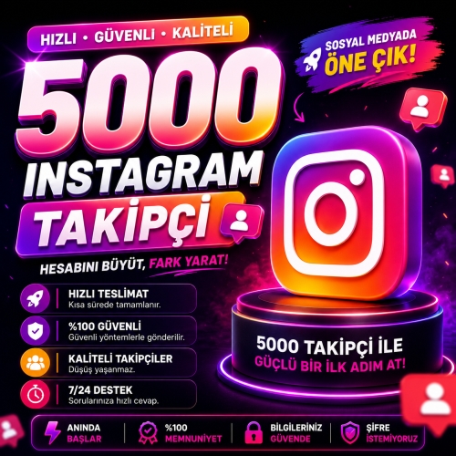  5000 İnstagram Takipçi - Hızlı Teslimat - Garantili
