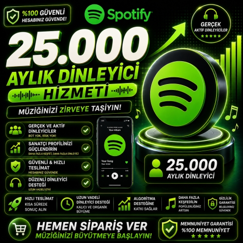  25000 Spotify Aylık Dinleyici - Hızlı Teslimat