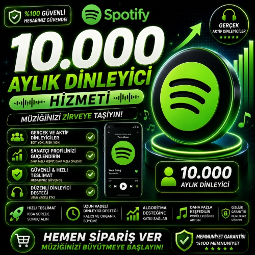  10000 Spotify Aylık Dinleyici - Hızlı Teslimat