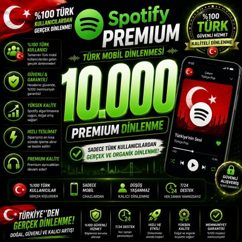  Spotify 10000 Türkiye Premium Dinlenme - Hızlı Teslimat
