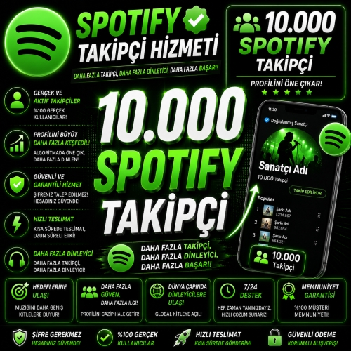  Spotify 5000 Takipçi - Playlist - Kullanıcı - Sanatçı - Garantili