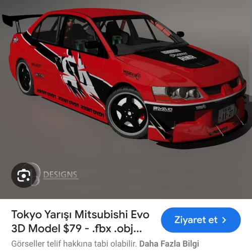  Car parking multiplayer 2  Tokyo Drift çizimli kırmızı evo