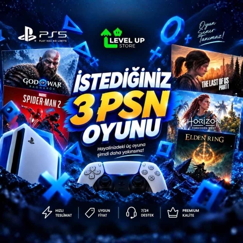 İSTEDİĞİNİZ 3 PLAYSTATİON 5 PSN OYUNU+GARANTİ